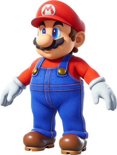 Super Mario.
Single Game Texture. In-Game asset. 2d. Blank background. High contrast. No shadows.