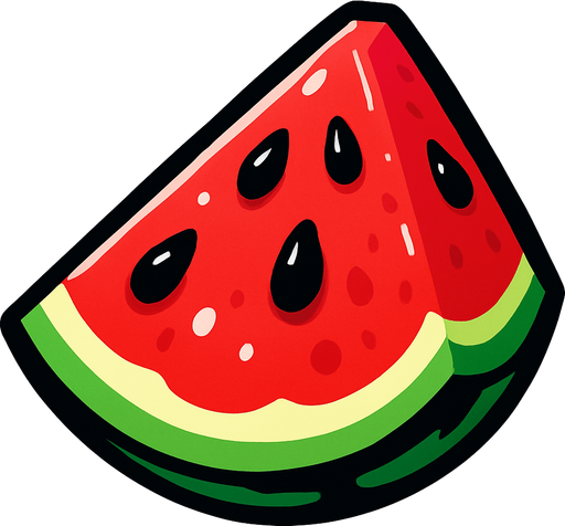 watermelon slice juicy.
In-Game asset.  2d.  High contrast.  No shadows