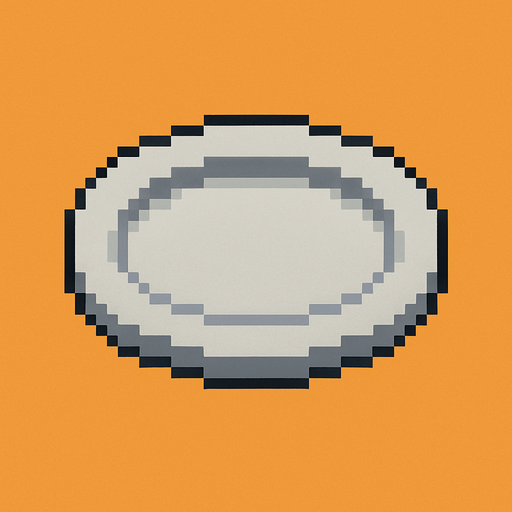 pixel art plate.
In-Game asset.  2d.  High contrast.  No shadows