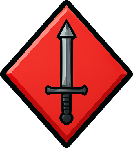 Just the diamond from this picture with a sword with a small arrow pointing up in the center of the diamond.