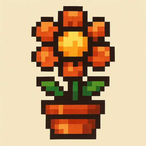 Maceta con una flor, pixel art metal slug.
In-Game asset.  2d.  High contrast.  No shadows