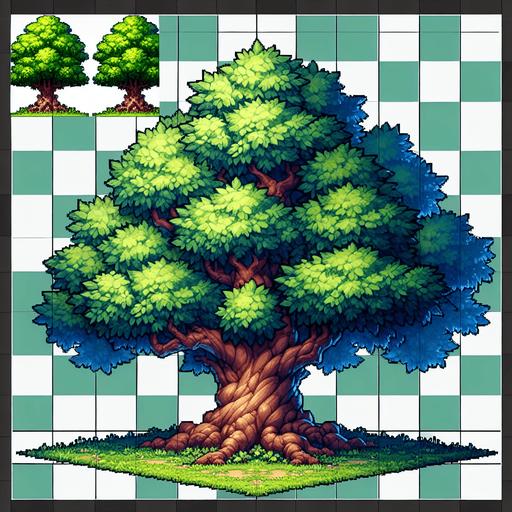 Big tree.
Single Game Texture.  In-Game asset.  2d.  Blank background.  High contrast.  No shadows