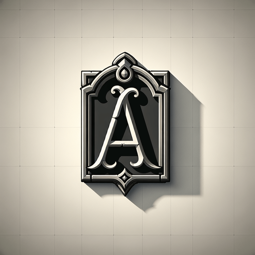 La lettre A encadrée..
Single Game Texture. In-Game asset. 2d. Blank background. High contrast. No shadows.