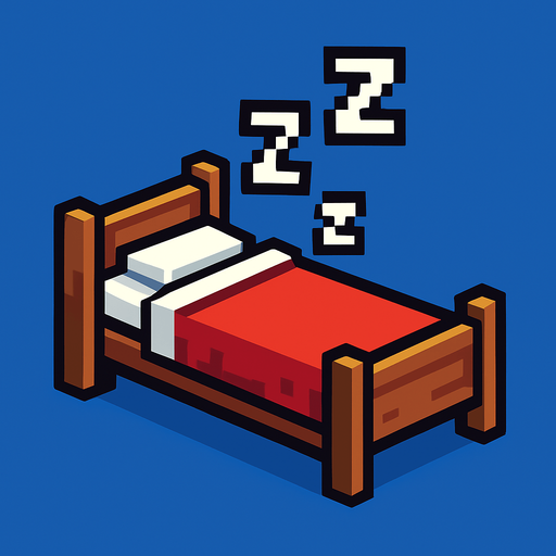 bed with zzz 2d pixel art.
In-Game asset.  2d.  High contrast.  No shadows