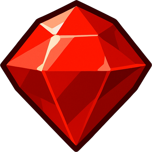 red gem.
In-Game asset.  2d.  High contrast.  No shadows