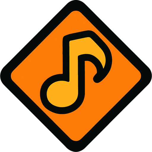 dörtken şekilde olan  üzerinde 🎵 simgesi olan bir nota.
In-Game asset.  2d.  High contrast.  No shadows