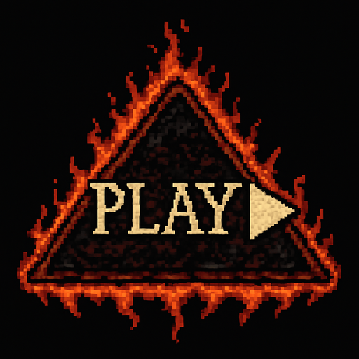 Play button Dark souls style 2d pixel art.
In-Game asset.  2d.  High contrast.  No shadows