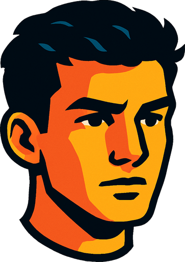 A young man's head.
In-Game asset.  2d.  High contrast.  No shadows