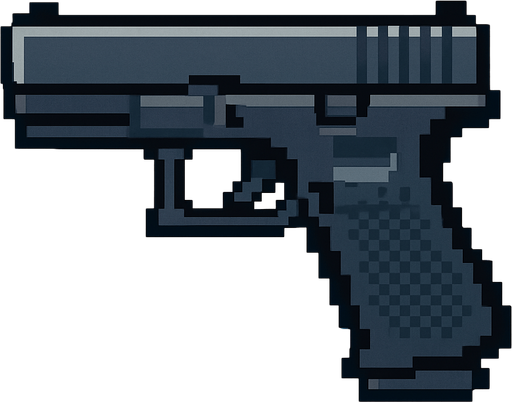 glock
pixel art.
In-Game asset.  High contrast.  No shadows