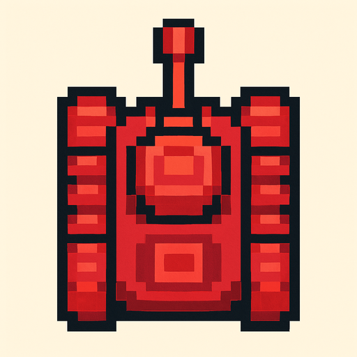red tank pixel art top down.
In-Game asset.  2d.  High contrast.  No shadows