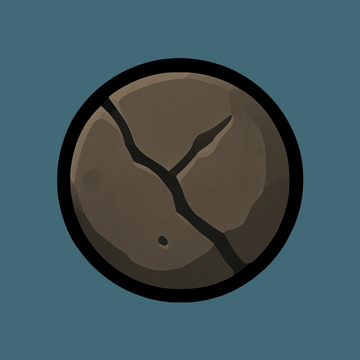 Following the art style; make a tinny circular stone bullet