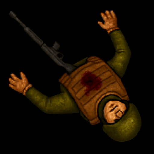 make soldier laying in with belly up dead