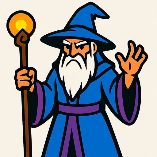 Wizard.
In-Game asset.  2d.  High contrast.  No shadows