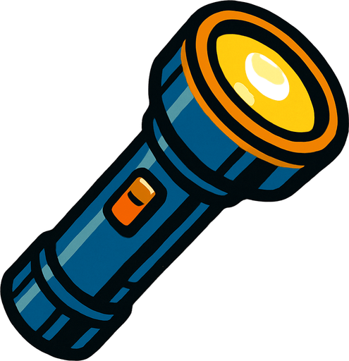 Lampe torche.
In-Game asset.  2d.  High contrast.  No shadows