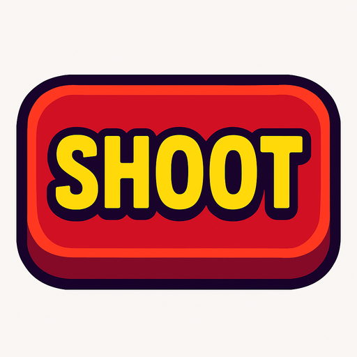 Button with says shoot.
In-Game asset.  2d.  High contrast.  No shadows