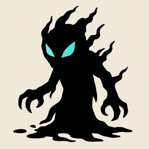 Shadow creature.
In-Game asset.  2d.  High contrast.  No shadows