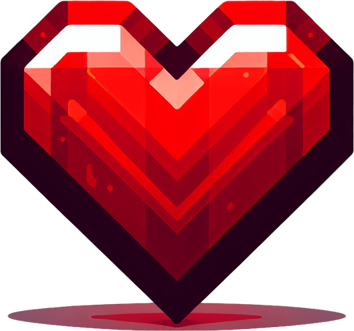 Red heart.
Single Game Texture.  In-Game asset.  2d.  Blank background.  High contrast.  No shadows