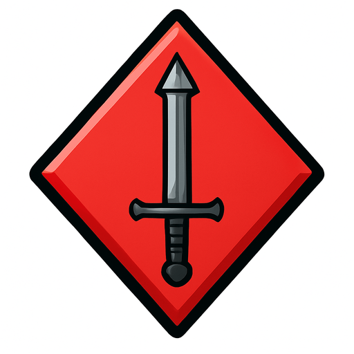 Just the diamond from this picture with a sword with a small arrow pointing up in the center of the diamond.