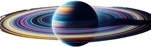 planet with rings.
black background. full, with margin.