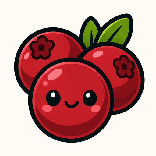 Cranberry’s with cute face.
In-Game asset.  2d.  High contrast.  No shadows
