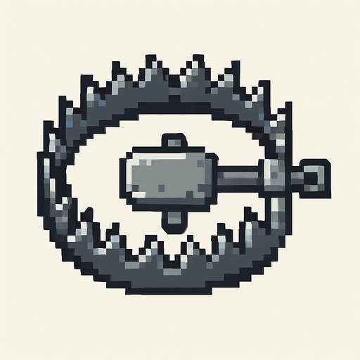 Pixel art bear trap top down.
In-Game asset.  2d.  High contrast.  No shadows