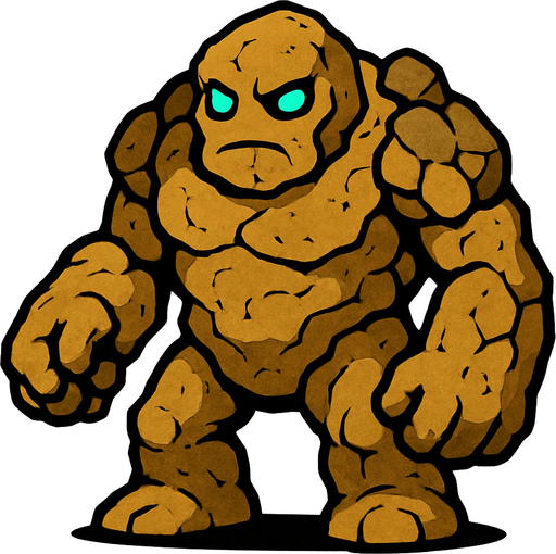 גולם עשוי אדמה מהאגדות.
In-Game asset.  2d.  High contrast.  No shadows