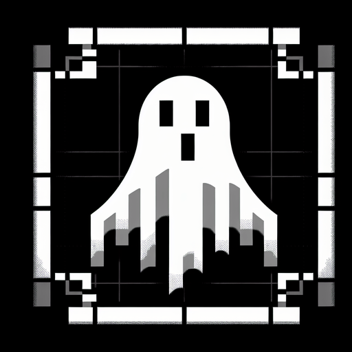 A single Ghost.
Single Game Texture. In-Game asset. 2d. Blank background. High contrast. No shadows.