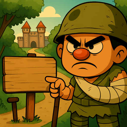 Karakteri sağa yanaştır tam orta kısma bir tahta tabela çiz arkaplana agaçlar bir yol ve yolun sonunda bir kale ciz