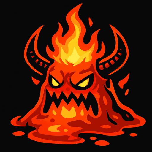 boss slime but like fire and dangereous.
In-Game asset.  2d.  High contrast.  No shadows