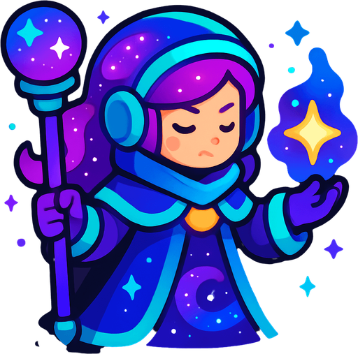 support hero character space galaxy theme tower defense game.
In-Game asset.  2d.  High contrast.  No shadows