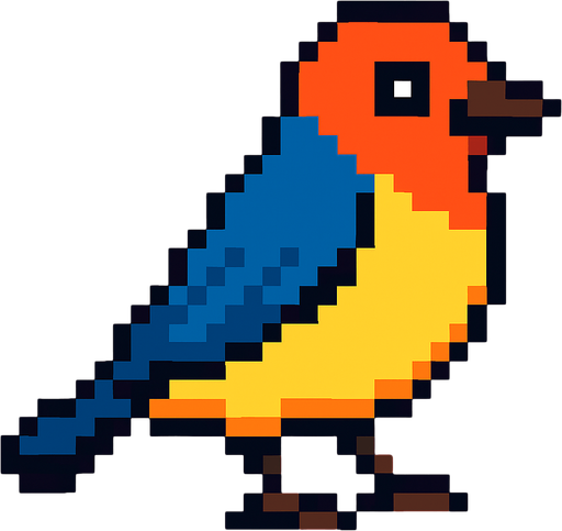 pixel art bird.
In-Game asset.  2d.  High contrast.  No shadows