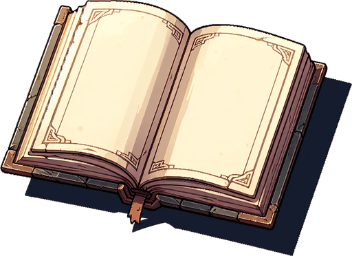Book pages, blank, open book, no text, front facing
Single Game Texture. In-Game asset. 2d. Blank background. High contrast. No shadows.