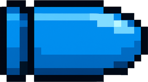 2d pixel art style blue bullet.
In-Game asset.  2d.  High contrast.  No shadows