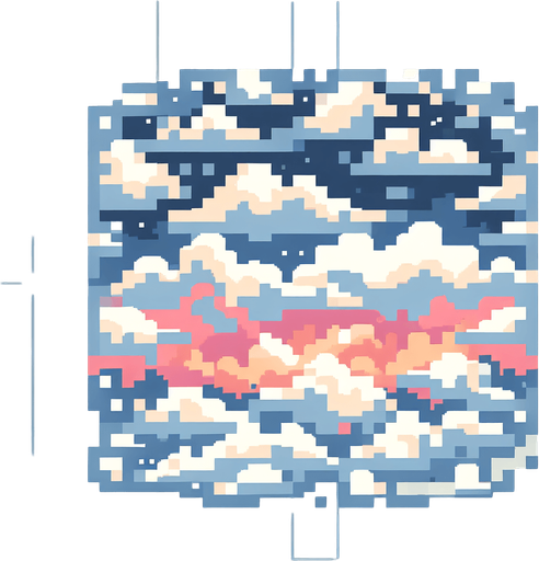pixelated cloudy sky
Single Game Texture. In-Game background. 2d. High contrast. No shadows. 8 bit