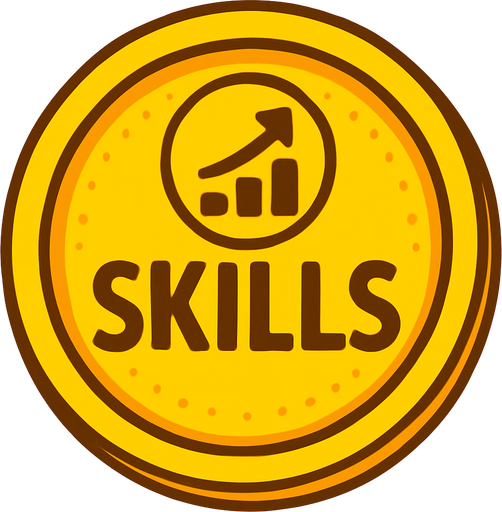 Skills coin.
In-Game asset.  2d.  High contrast.  No shadows