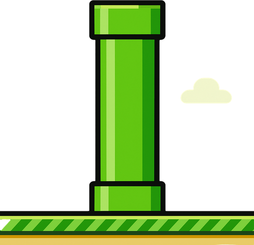 make one pipe copy of flappy bird game but one pipe.
In-Game asset.  2d.  High contrast.  No shadows