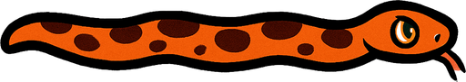 crea la imagen de una serpiente totalmente estirada.
In-Game asset.  2d.  High contrast.  No shadows