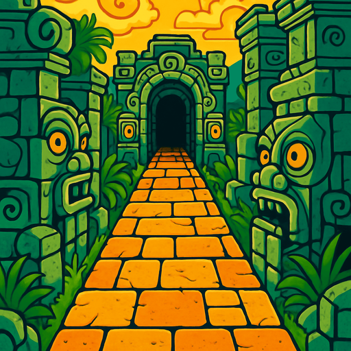 A background in a style similar to the Temple Run game with wrapped.
In-Game asset.  2d.  High contrast.  No shadows