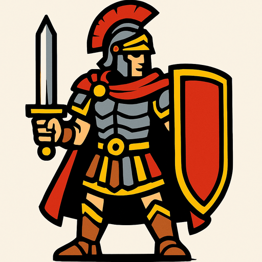 roma knight.
In-Game asset.  2d.  High contrast.  No shadows