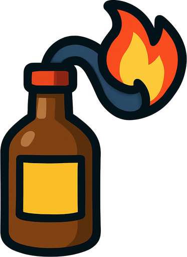 A 2D molotov in the Survivor.io style made by HABBY PTE. LTD..
In-Game asset.  2d.  High contrast.  No shadows