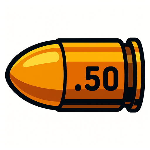 draw a pistol bullet 50 calibre.
In-Game asset.  2d.  High contrast.  No shadows