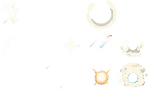 Varias explosiones espaciales pack.
Single Game Texture. In-Game asset. 2d. Blank background. High contrast. No shadows.