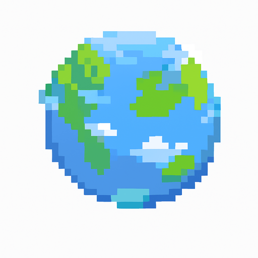 yalnızca pixel dünya kalacak, oyundaki düşman yerine bu görseli kullanacağım. yalnızca bu dünya kalsn pixel şekilde ve arka planı kaldır yani dünya dılındaki her şeyi kaldır