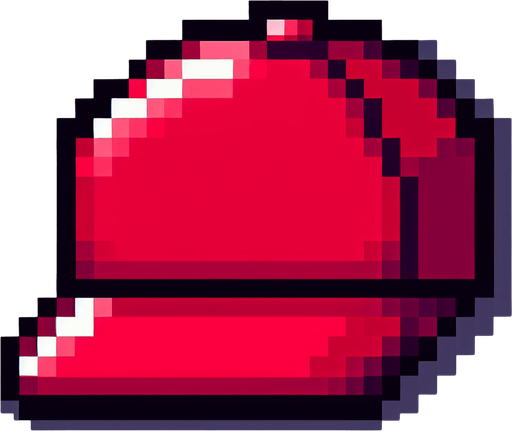 2d. 8-bit. red baseball cap. maga..
Single Game Texture. In-Game asset. 2d. Blank background. High contrast. No shadows.