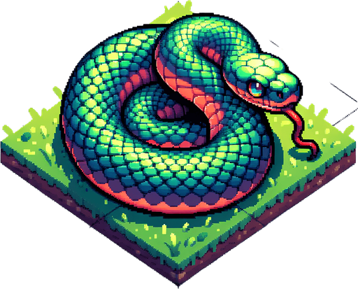 perspective of a simple snake rolled up on itself..
video game sprite