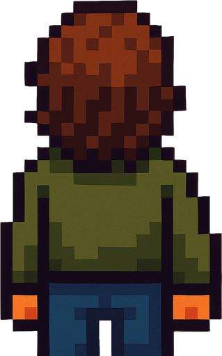 yellow plus brown haired man pixel art with different colors of clothing