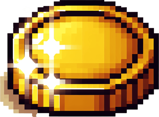 gold coin 2d pixel.
Single Game Texture. In-Game asset. 2d. Blank background. High contrast. No shadows.