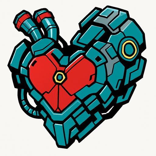 change it mecha-style heart for hero lives.
In-Game asset.  2d.  High contrast.  No shadows. mechaart