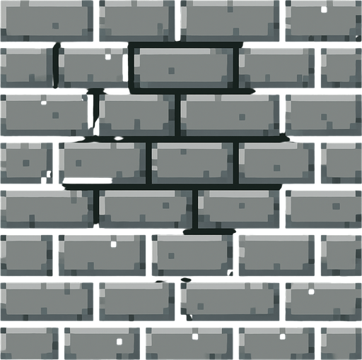 A grey brick wall repeatable wall pattern. retro pixel art..
In-Game asset.  2d.  High contrast.  No shadows