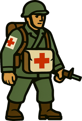 Medic Soldier.
In-Game asset.  2d.  High contrast.  No shadows